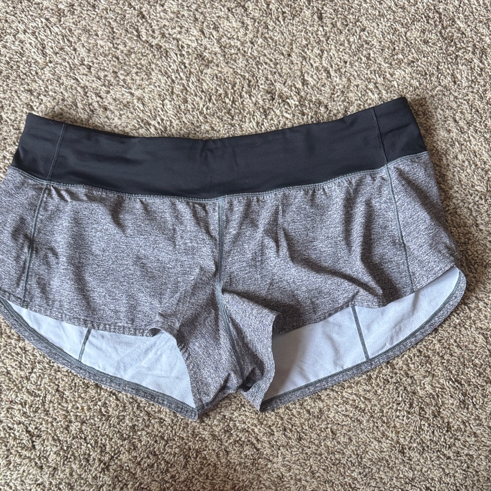 Lululemon Athletica Black and Gray Speed Up Athletic Shorts
